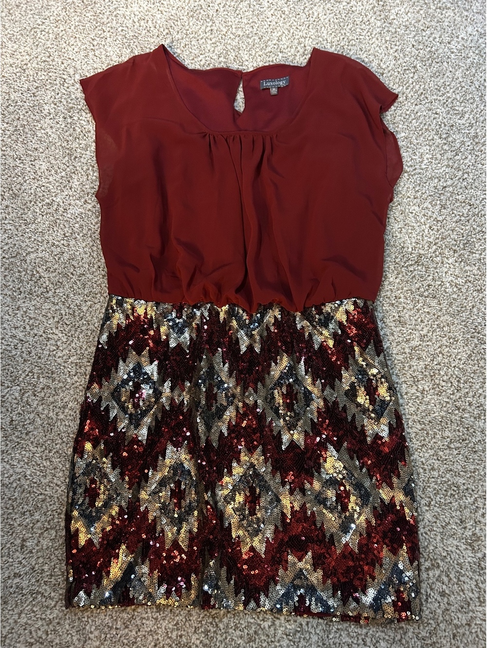 Luxology Burgundy Dress With Sequin